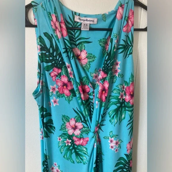 Tommy Bahama SZ M Sleeveless Tropical Floral Maxi Dress in Blue and Pink - Picture 3 of 12